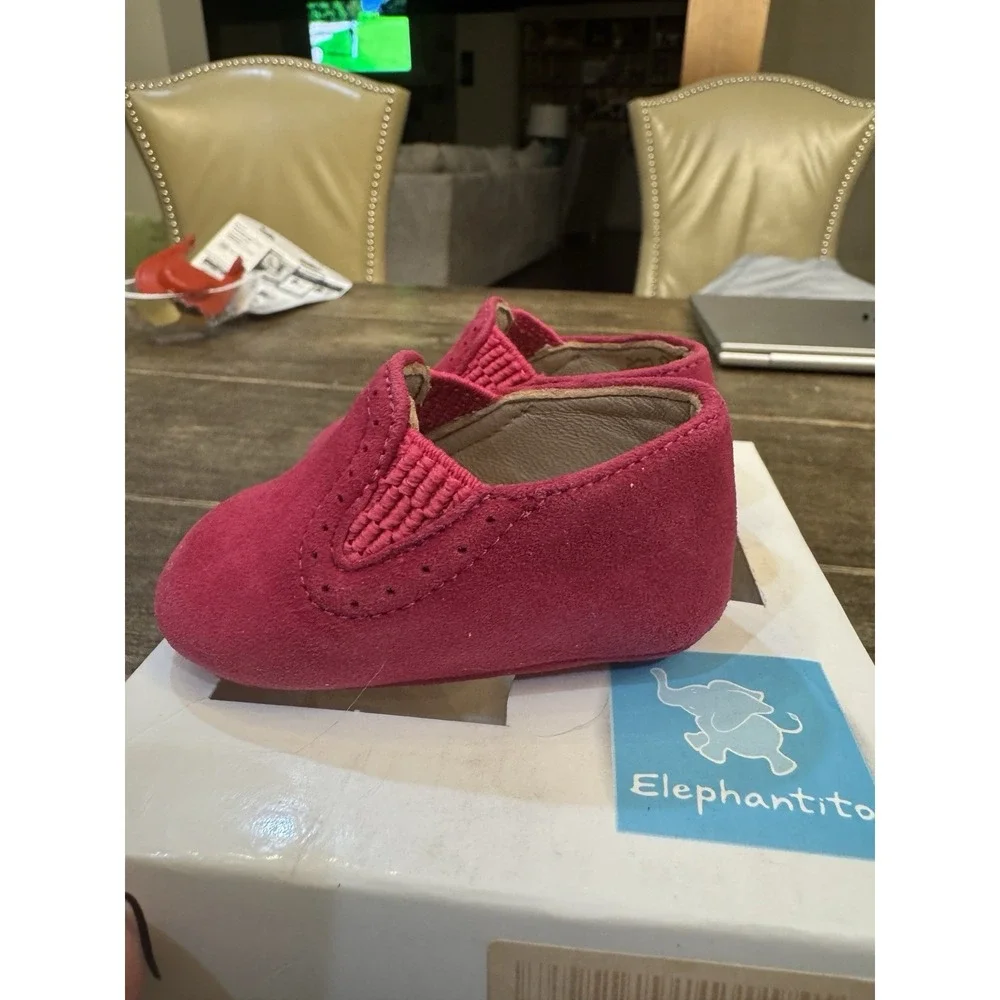 Elephantito Kids' Baby Slippers-K‎ Crib Shoe Suede Fuchsia Size 0M